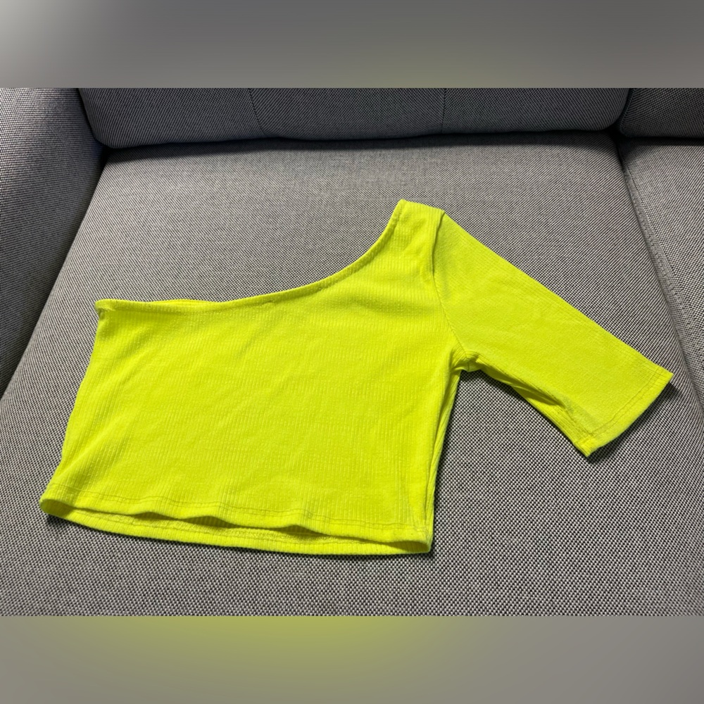 Asymmetrical Rave Top Neon Crop Top - Picture 2 of 5